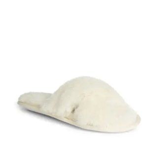 Nordstrom white plush slippers
